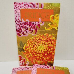 3 VTG Caspari Bridge Score Pads Pink Yellow Floral Gold Tone CLEAN